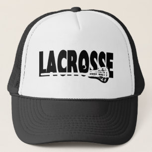 Lacrosse Stick Black and White Trucker Hat