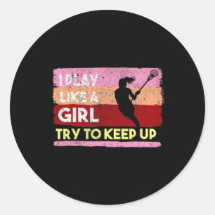 Lacrosse Stick Intercrosse Team Sport Girl Woman K Classic Round Sticker
