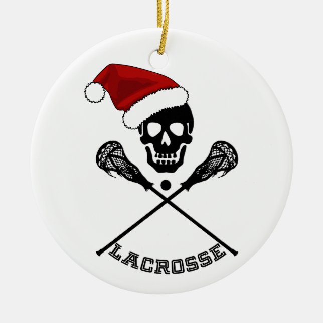  Lacrosse Sticks Christmas Ceramic Tree Decoration (Front)