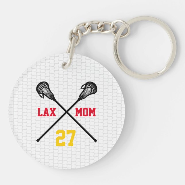Lacrosse Sticks Lax Mum Player Number Net Fan Club Key Ring (Back)