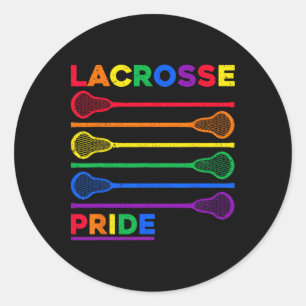 Lacrosse Sticks Lgbtq Rainbow Colour Gay Pride Mon Classic Round Sticker