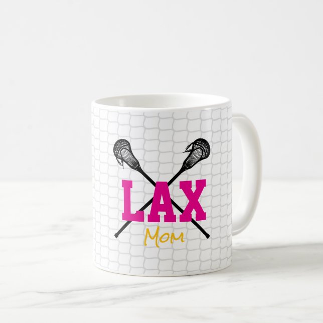 Lacrosse Sticks Net Team Colours Lax MOM Sports Coffee Mug (Front Right)