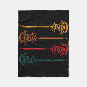 Lacrosse Sticks Retro Lax Sports Player Men Boys K Fleece Blanket