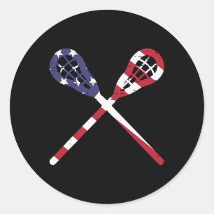 Lacrosse Sticks Us Flag Vintage Patriotic Lax Men  Classic Round Sticker