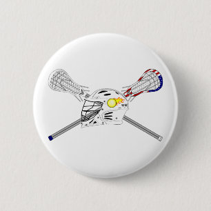 Lacrosse sticks with helmet 6 cm round badge