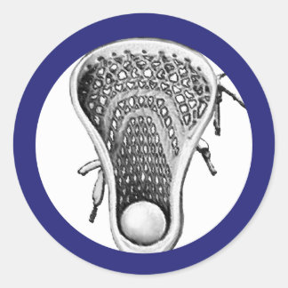 Lacrosse Team Blue Classic Round Sticker