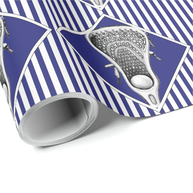 Lacrosse Team Blue Gift Wrapping Paper (Roll Corner)