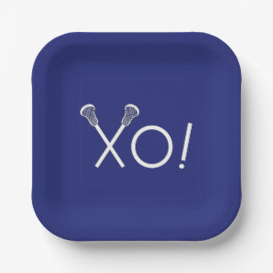 Lacrosse Team Blue Paper Plate