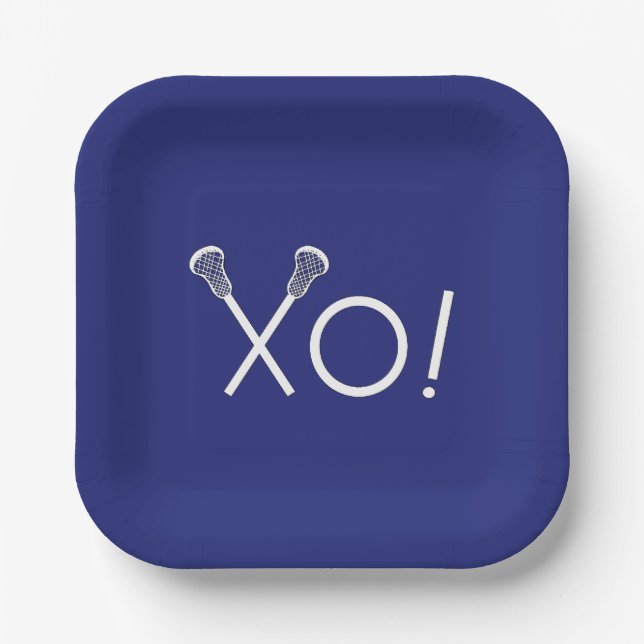 Lacrosse Team Blue Paper Plate (Front)