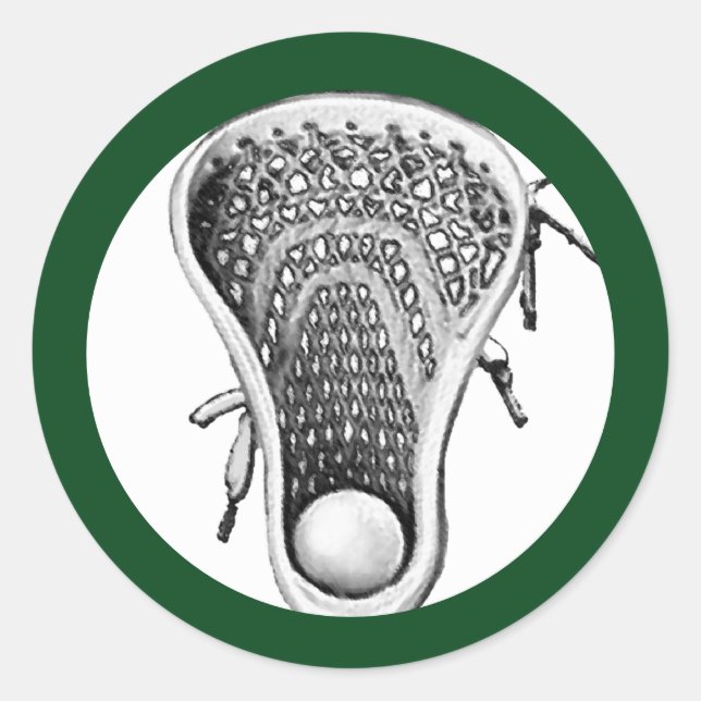 Lacrosse Team Green Classic Round Sticker (Front)