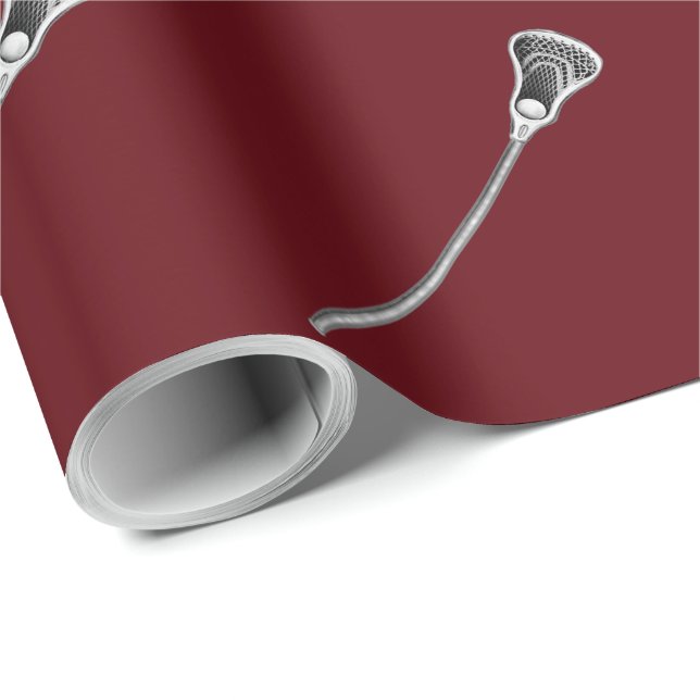 Lacrosse Team Maroon Gift Wrapping Paper (Roll Corner)