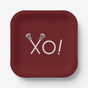 Lacrosse Team Maroon Paper Plate