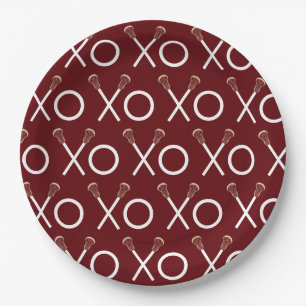 Lacrosse Team Maroon Paper Plate