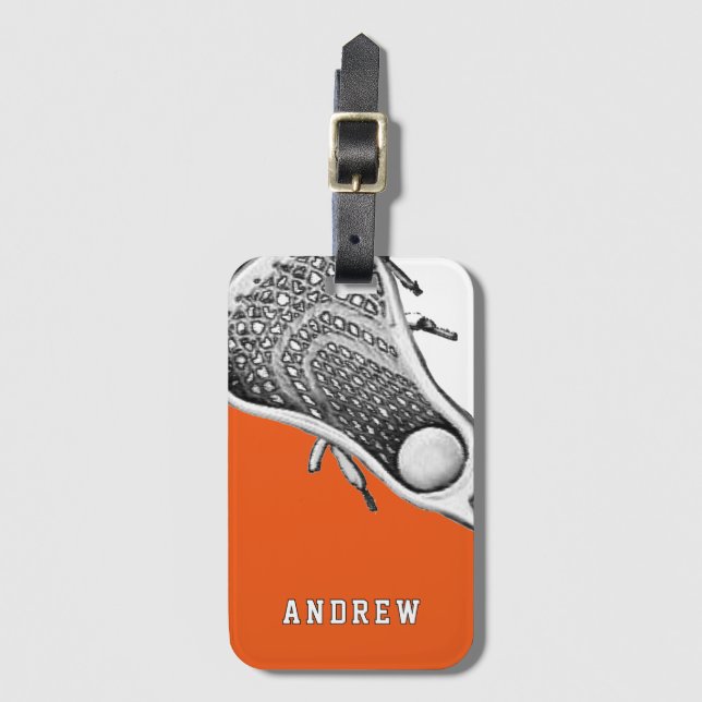 Lacrosse Team Orange Luggage Tag (Front Vertical)