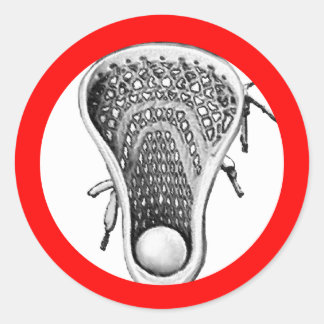 Lacrosse Team Red Classic Round Sticker