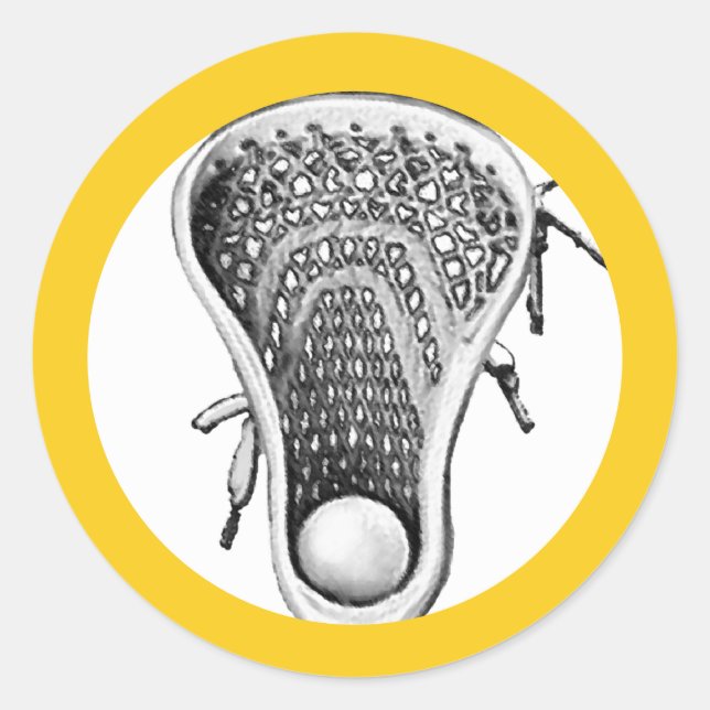 Lacrosse Team Yellow Classic Round Sticker (Front)