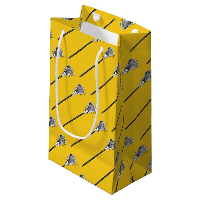Lacrosse Team Yellow Small Gift Bag (Front Angled)