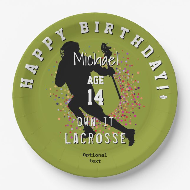 LaCrosse Theme Birthday Paper Plates HAMbyWG  (Front)
