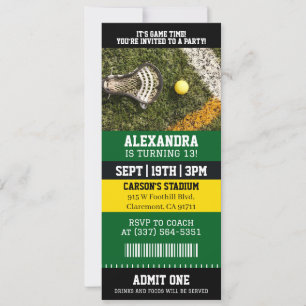 Lacrosse Ticket Birthday Invitation