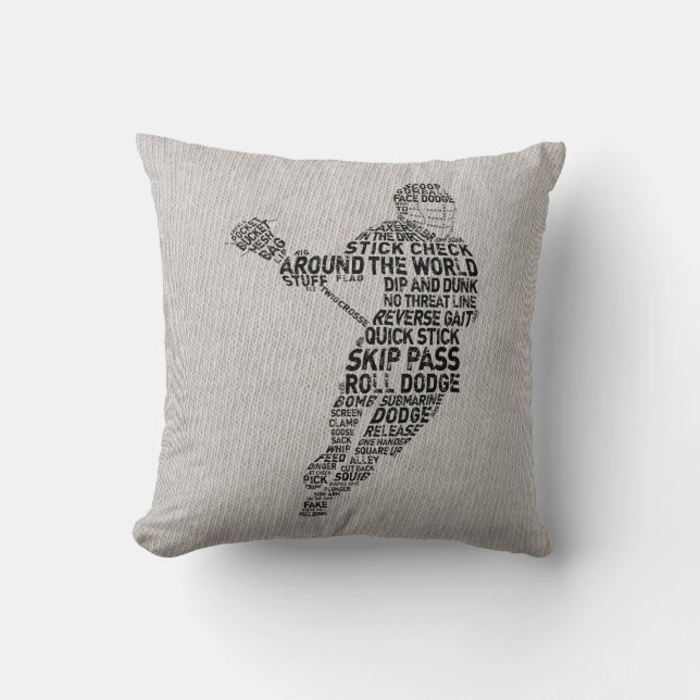 Lacrosse Typography Design Customisable Pillow (Front)