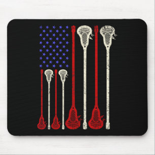 Lacrosse Usa American Flag Lax Sticks Mouse Pad