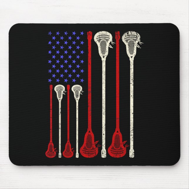Lacrosse Usa American Flag Lax Sticks  Mouse Pad (Front)