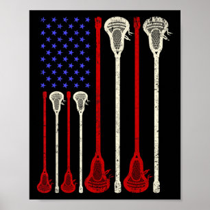 Lacrosse Usa American Flag Lax Sticks  Poster