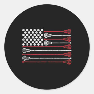 Lacrosse USA Flag Lax  Classic Round Sticker
