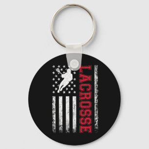 Lacrosse Usa Flag Lax Shirt Men Women Boys Girls  Key Ring
