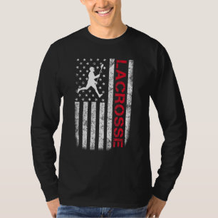 Lacrosse Usa Flag Men Women Boys Girls T-Shirt