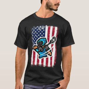 Lacrosse Vintage American Flag Helmet And Sticks T-Shirt