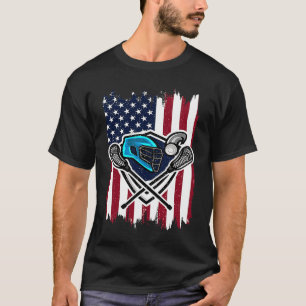 Lacrosse Vintage American Flag Helmet And Sticks T-Shirt