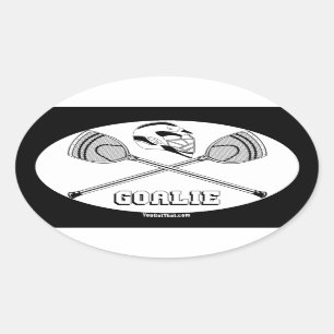 Lacrosse white goalie sticks with GOALIE Oval Sticker
