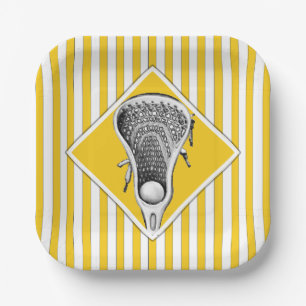 Lacrosse Yellow Gold Party Paper Plates