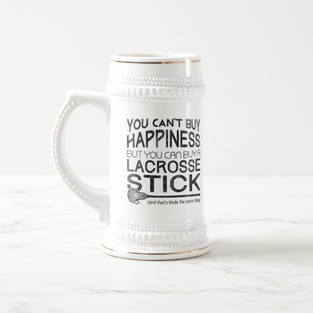 Lacrosse, You Can’t Buy Happiness Beer Stein (Left)
