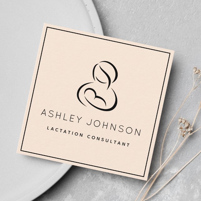 Lactation Consultant Breastfeeding Black Frame Square Business Card (Creator Uploaded)