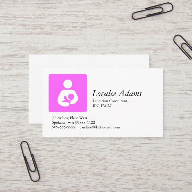 Lactation Consultant Business Card (Front/Back In Situ)
