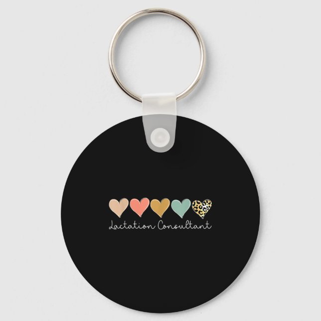 Lactation Consultant Leopard Heart, Valentine's Da Key Ring (Front)