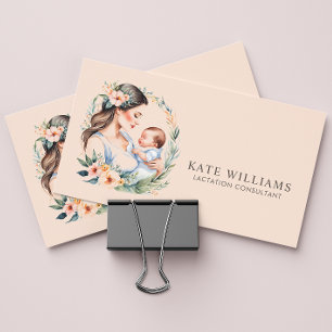 Lactation Consultant Monogram Watercolor Business Card