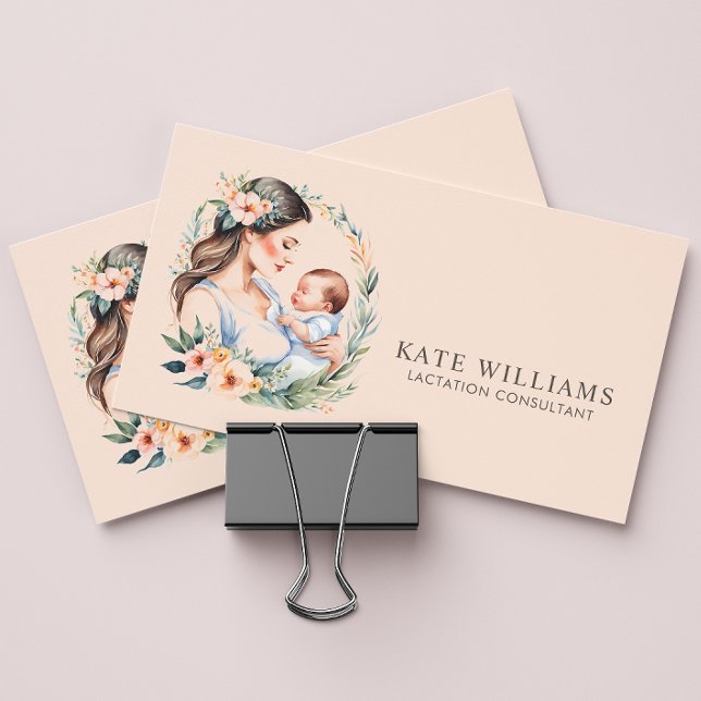Lactation Consultant Monogram Watercolor Business Card (Creator Uploaded)