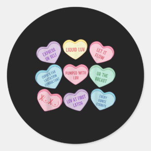 Lactation Consultant Valentine Heart Candy Breastf Classic Round Sticker
