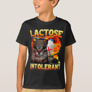 Lactose Intolerant Silly Cat Meme Funny Saying Cat T-Shirt