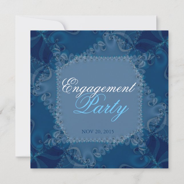 Lacy Blue Dream Engagement Invitations (Front)