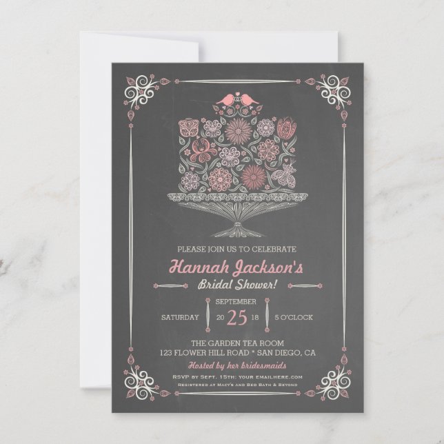 Lacy Flower Cake Bridal Shower Invitation II (Front)