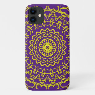 Lacy Gold Color Circular Design on Royal Purple Case-Mate iPhone Case