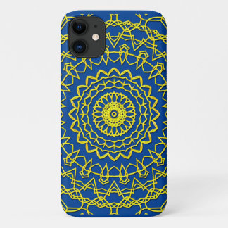 Lacy Gold Colour Circular Design on Dark Blue Case-Mate iPhone Case
