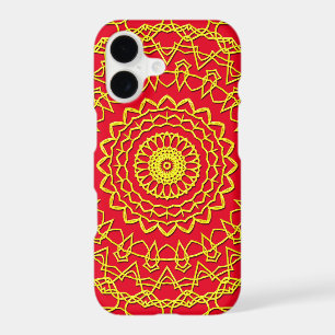 Lacy Gold Colour Circular Design on red