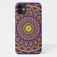 Lacy Gold Colour Circular Design on Royal Purple