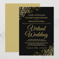 Lacy Gold Frills on Black Elegant Virtual Wedding