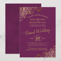 Lacy Gold Frills on Cassis Purple Virtual Wedding